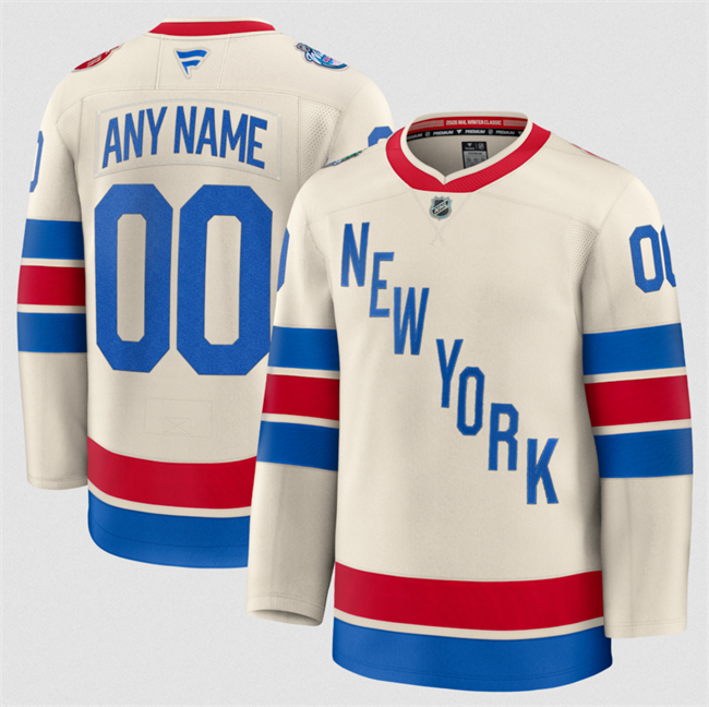 Men's New York Rangers Custom Beige 2026 Winter Classic Stitched Hockey Jersey
